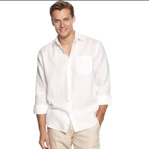 Tommy Bahama Men's Cream Button Down Shirt 100%LINEN